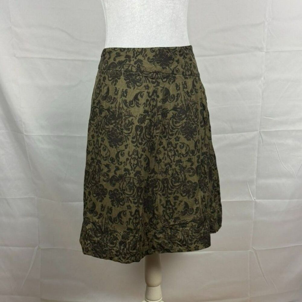 Y2K Banana Republic Damask Pleated Silk & Cotton Skirt - 0